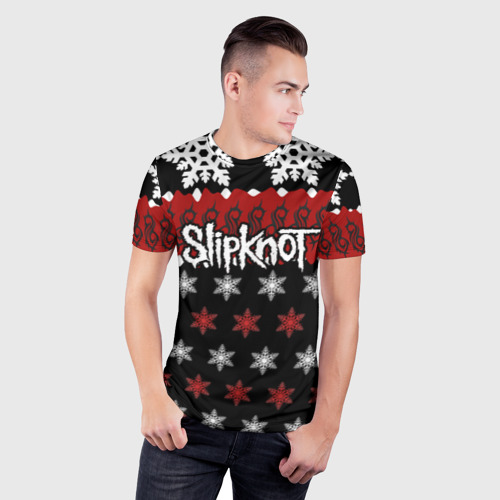 Мужская футболка 3D Slim Праздничный Slipknot, цвет 3D печать - фото 3