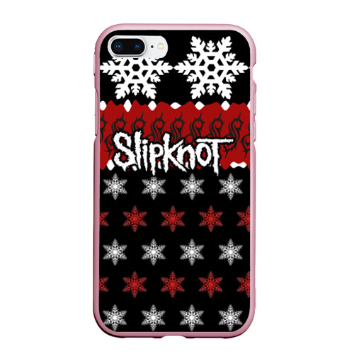 Чехол для iPhone 7Plus/8 Plus матовый Праздничный Slipknot, цвет розовый