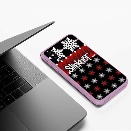 Чехол для iPhone XS Max матовый Праздничный Slipknot, цвет сиреневый - фото 5