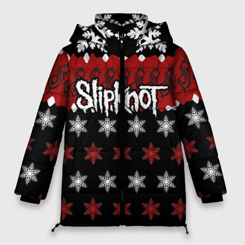 Женская зимняя куртка Oversize Праздничный Slipknot, цвет светло-серый