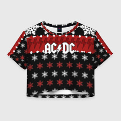 Женская футболка Crop-top 3D Праздничный AC/DC