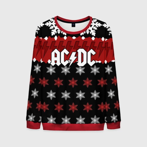 Мужской свитшот 3D с принтом Праздничный AC/DC, вид спереди #2