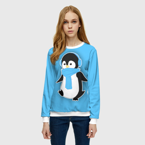 Женский свитшот 3D Penguin blue - фото 3