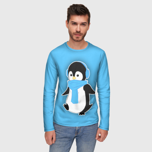 Мужской лонгслив 3D Penguin blue - фото 3