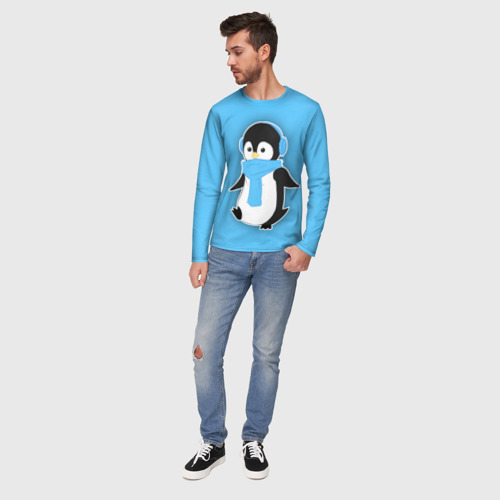 Мужской лонгслив 3D Penguin blue - фото 5