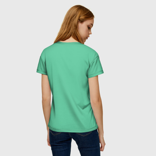 Женская футболка 3D с принтом Penguin green, вид сзади #2