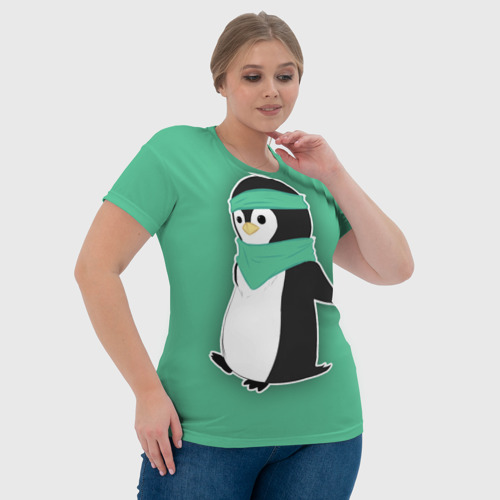 Женская футболка 3D с принтом Penguin green, фото #4