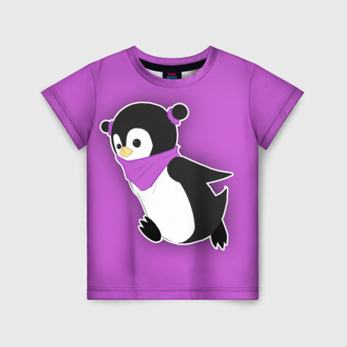 Детская футболка 3D Penguin purple, цвет 3D печать