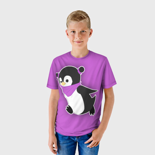 Детская футболка 3D Penguin purple - фото 3