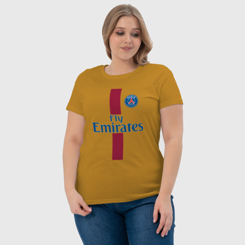 Женская футболка хлопок Пари Сен-Жермен 2018, цвет горчичный - фото 6