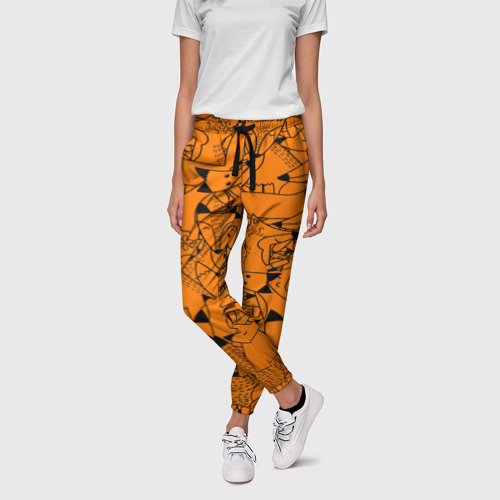 Женские брюки 3D Лисички, цвет 3D печать - фото 3