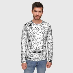 Мужской лонгслив 3D Совушки pattern - фото 2