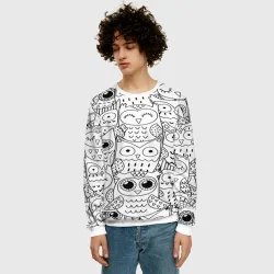 Мужской свитшот 3D Совушки pattern - фото 2