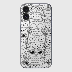Чехол для iPhone 16 силиконовый с защитой камеры Совушки pattern