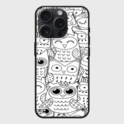 Чехол силиконовый для Apple iPhone 15 Pro Мax матовый Совушки pattern