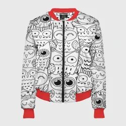 Женский бомбер 3D Совушки pattern