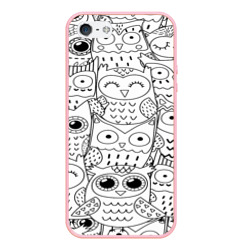 Чехол для iPhone 5/5S матовый Совушки pattern