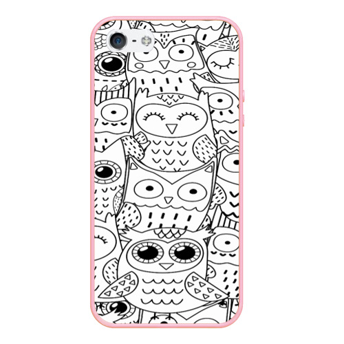 Чехол для iPhone 5/5S матовый Совушки pattern