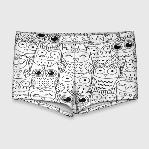 Мужские купальные плавки 3D Совушки pattern