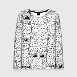 Женский лонгслив 3D Совушки pattern