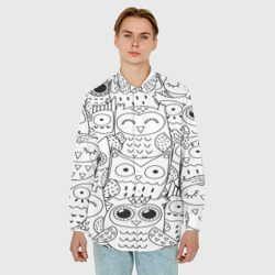 Мужская рубашка oversize 3D Совушки pattern - фото 2