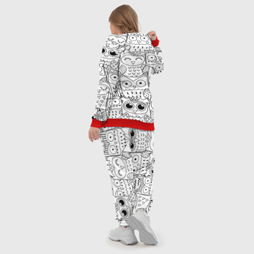 Женский костюм 3D с принтом Совушки pattern, вид сзади #2