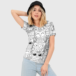 Женская футболка 3D Slim Совушки pattern - фото 2