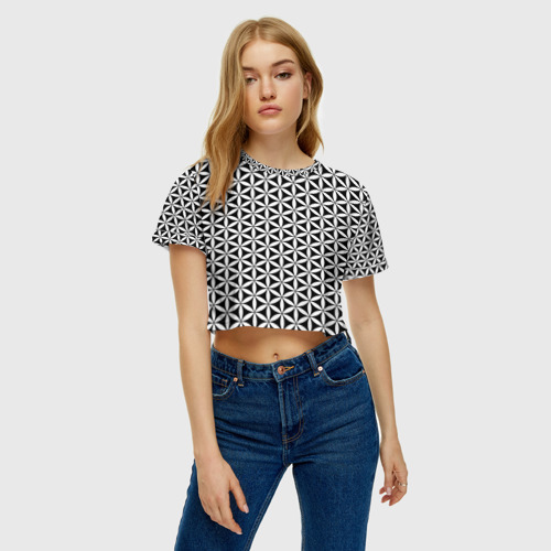 Женская футболка Crop-top 3D Цветок Жизни, цвет 3D печать - фото 4