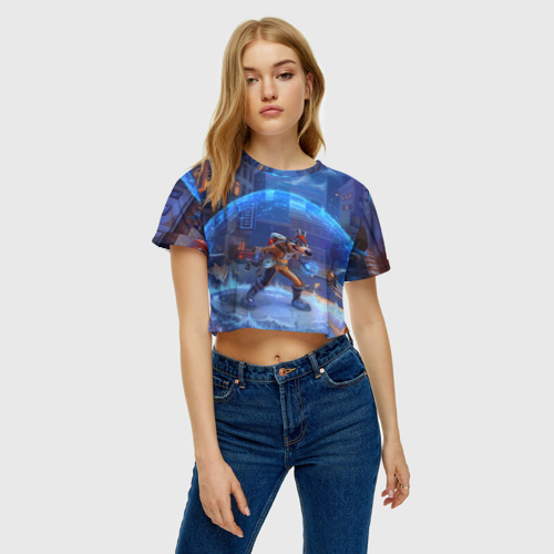 Женская футболка Crop-top 3D Мегавольт, цвет 3D печать - фото 3