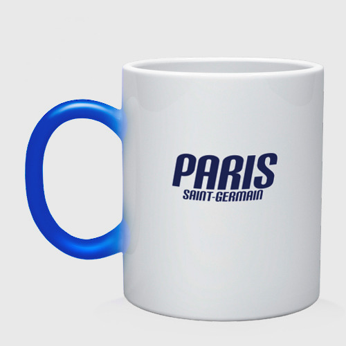 Кружка хамелеон Paris Saint Germain (PSG), цвет белый + синий