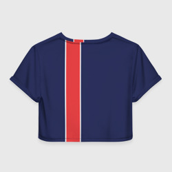 Топик (короткая футболка или блузка, не доходящая до середины живота) с принтом PSG 2018 Original #1 для женщины, вид сзади №1. Цвет основы: белый