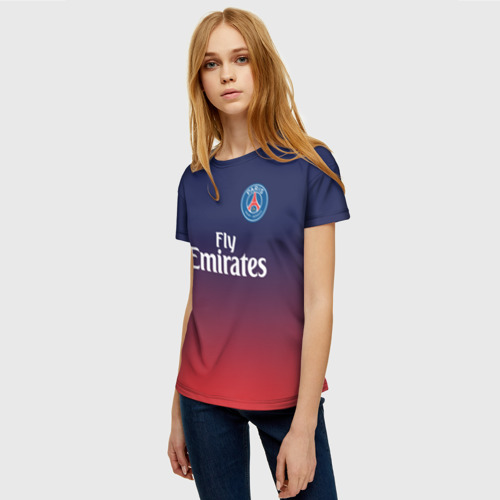 Женская футболка 3D PSG sport original gradient ПСЖ, цвет 3D печать - фото 3