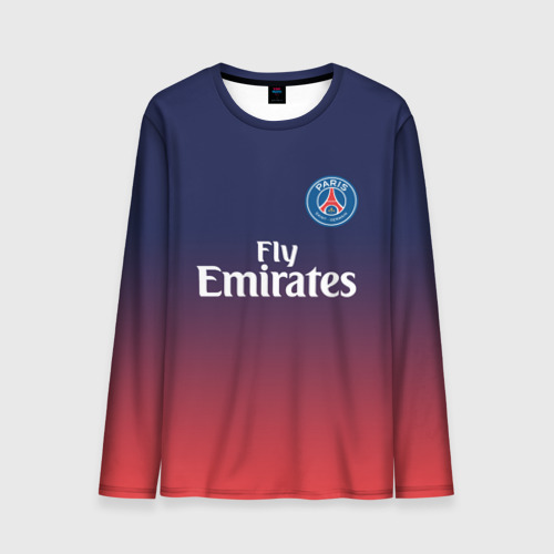 Мужской лонгслив 3D PSG sport original gradient ПСЖ, цвет 3D печать