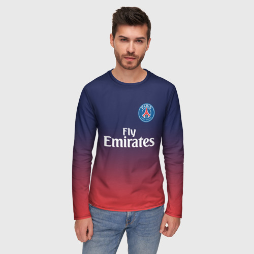 Мужской лонгслив 3D PSG sport original gradient ПСЖ, цвет 3D печать - фото 3