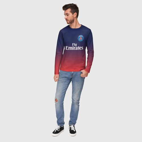 Мужской лонгслив 3D PSG sport original gradient ПСЖ, цвет 3D печать - фото 5