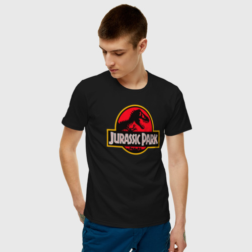 Мужская футболка хлопок Парк Юрского Периода, цвет черный - фото 3