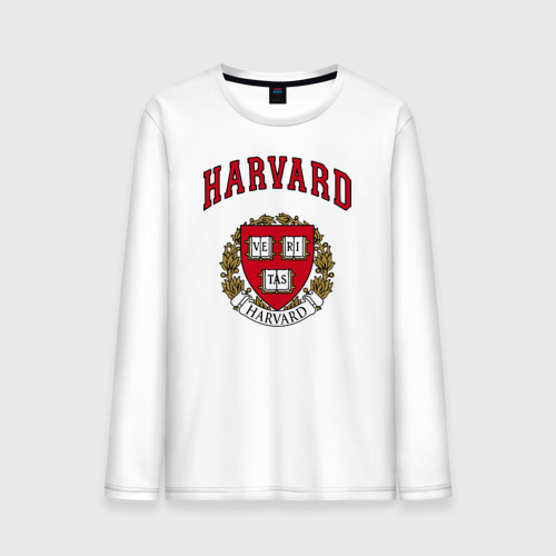 Мужской лонгслив хлопок Harvard university, цвет белый