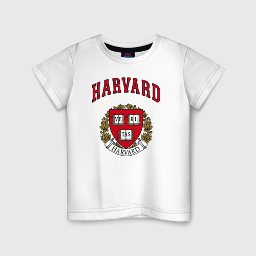 Детская футболка хлопок Harvard university, цвет белый