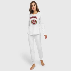 Женская пижама с лонгсливом хлопок Harvard university - фото 2