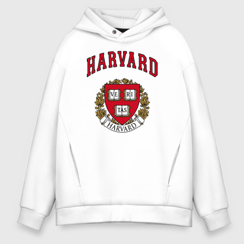 Мужское худи Oversize хлопок Harvard university, цвет белый