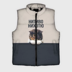 Мужской жилет утепленный 3D Нитиво Нихотю - котик грустный