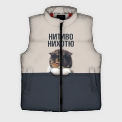 Мужской жилет утепленный 3D Нитиво Нихотю - котик грустный