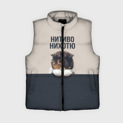 Женский жилет утепленный 3D Нитиво Нихотю - котик грустный