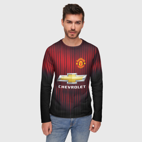 Мужской лонгслив 3D Manchester United 2018 red, цвет 3D печать - фото 3