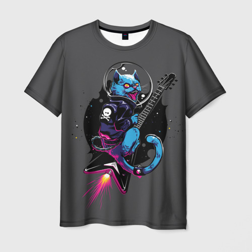 Мужская футболка с принтом Cat Metal, вид спереди №1