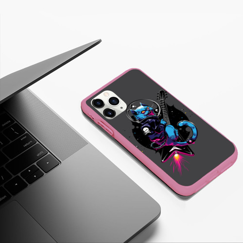 Чехол для iPhone 11 Pro Max матовый Cat Metal, цвет малиновый - фото 5