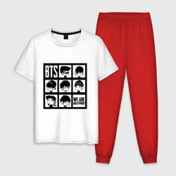 Мужская пижама с белой футболкой хлопок We are bulletproof BTS