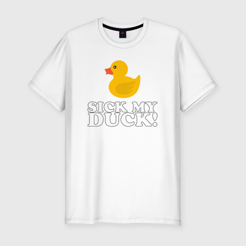 Мужская футболка хлопок Slim Sick my duck!, цвет белый