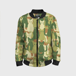 Детский бомбер 3D Камуфляж-  зелёные кошки