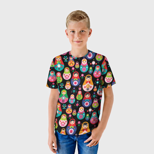 Детская футболка 3D Матрешки, цвет 3D печать - фото 3